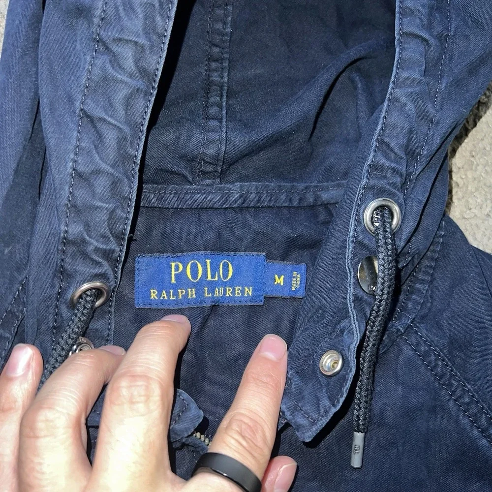 Polo Ralph Lauren Hooded Windbreaker Jacket Full Zip Pony Talon Fatigue Men M
